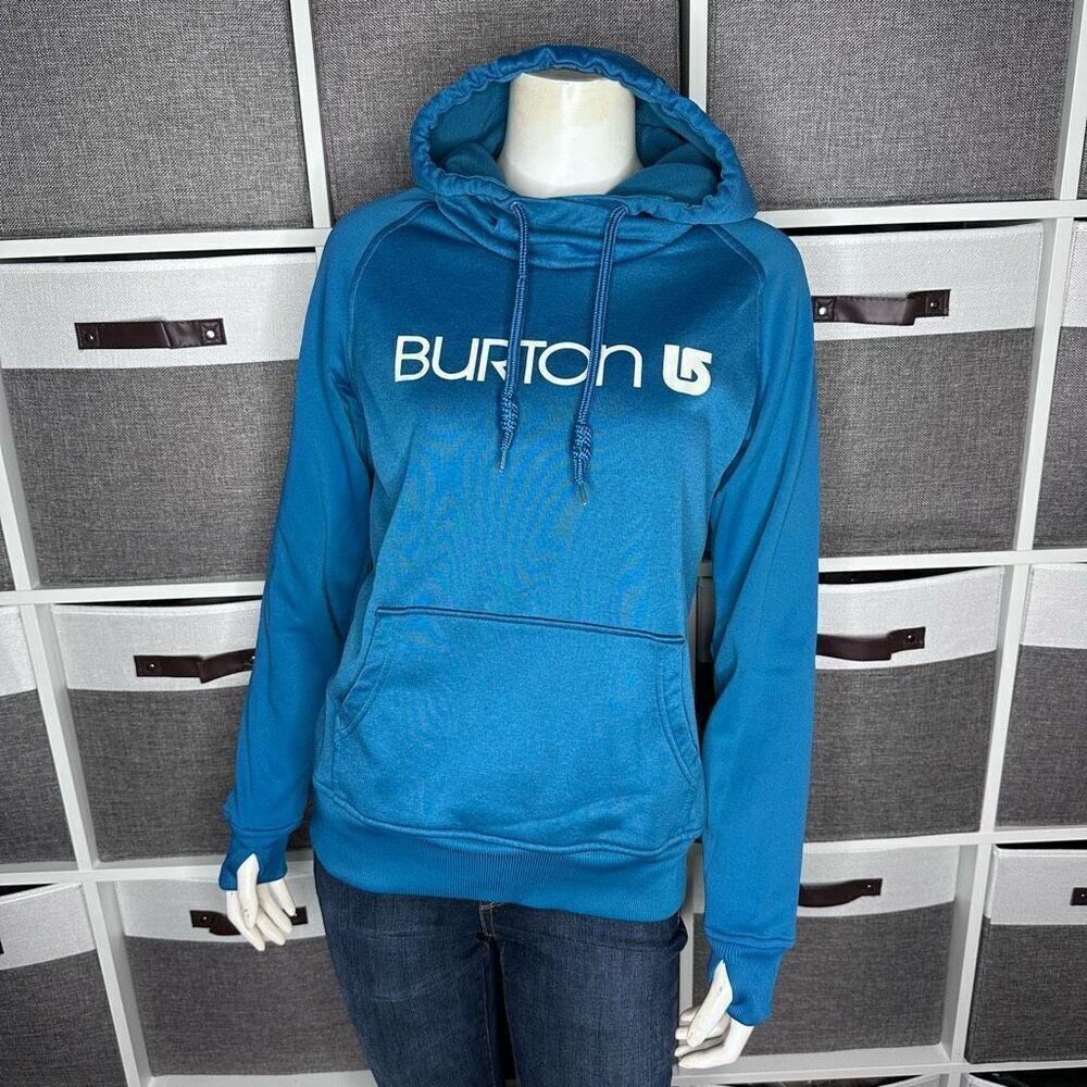 Burton Hooded Sweatshirt Hoodie Pullover Jumper Blue Women's Cozy Fleece Size Sm